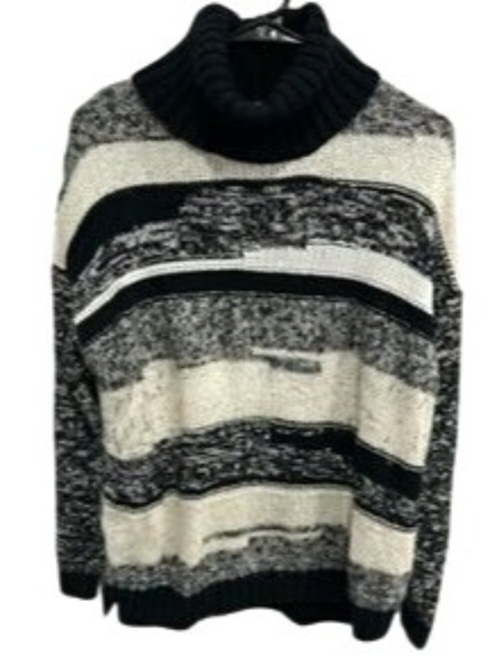 Jessica Simpson Large Striped Turtleneck Ribbed Cotton Sweater Dark Academia
